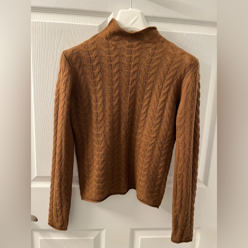 NWT Theory Cocoa Cable Mock Neck Cashmere Sweater P